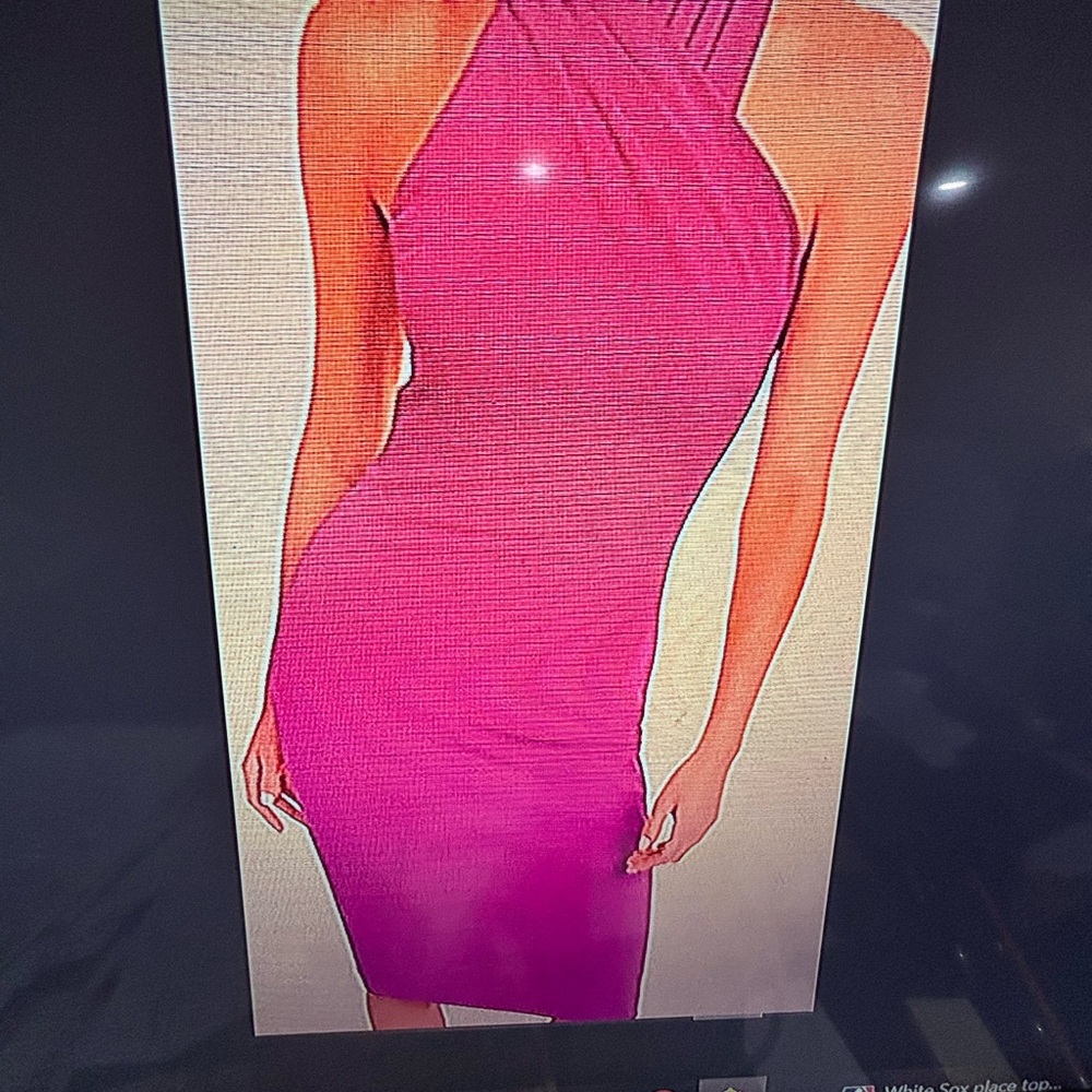 Rachel Halter Midi  Magenta pink Dress